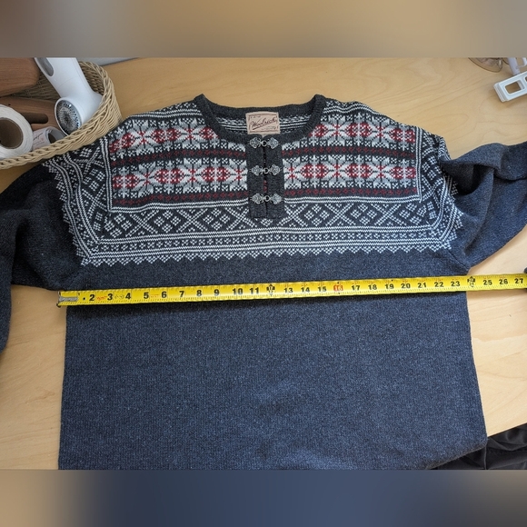 WOOLRICH Original Outdoor Wear Knit Women Crewneck Sweater Size XL Gray And Red - Picture 9 of 10